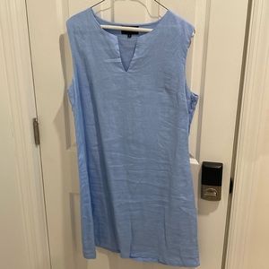 French curve medium baby blue linen dress